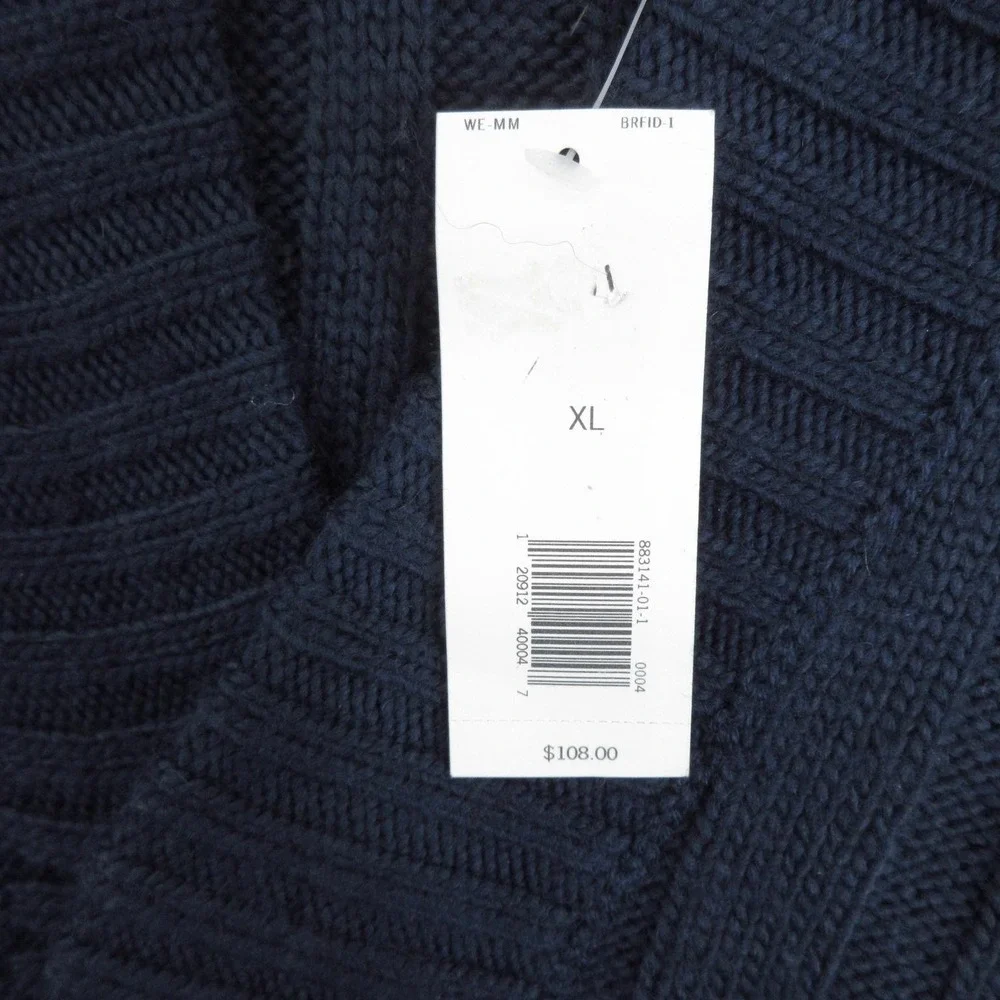 Banana Republic Sweater Mens XL Blue Rib Shawl Collar Wool Blend Pullover New